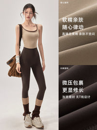 Women's Yoga Clothing Set with Chest Pads, Slimming Sports Vest & Leggings Two-Piece for Running, Pilates, Fitness