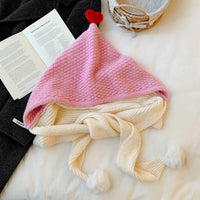 Knitted Star Balaclava Scarf Hat for Women, Winter Warm Hooded Scarf