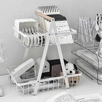 Minimalist Iron Art Desk Organizer Basket for Stationery, Books, and Sundries