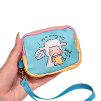 Multi-Layer Lamb Cartoon ID Card Holder Portable Storage Pouch for Girls