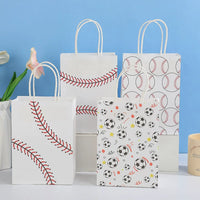Cartoon Baseball Print Kraft Paper Gift Bags for Kids' Parties and Festivals