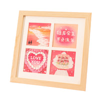 Oil Painting Style Four-Grid DIY Finished Painting, Happy Birthday, Newlywed Warm Gift, Oil Painting Photo Frame, Tabletop Small Greeting Card