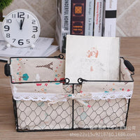 Japanese Korean Style Iron Art Portable Shopping Basket Fruit Bread Egg Flower Basket Succulent Fresh Flower Picnic Storage Basket