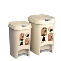 Cream Style Pedal Trash Can with Lid for Kitchen Living Room Bedroom, Large Capacity Odor-Proof Cute Cat Pattern