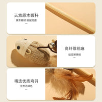 Interactive Cat Wand Toy with Bell and Mouse/Ball/Pumpkin/Fish Design for Kitten Exercise and Play