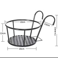 Balcony Railing Hanging Planter Basket Iron Art Flower Pot Holder for Indoor Outdoor Plants