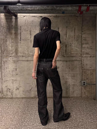 Hxx 13oz Raw Denim Flared Jeans with Embroidery for Men and Women