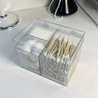 Acrylic Cotton Swab and Pad Organizer with Dustproof Lid for Vanity