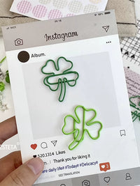 Creative Clover Paper Clips, Cute Shaped Bookmark Paperclips for Students and Stationery
