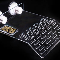 Acrylic Suction Cup Turtle Basking Platform with Feeding Trough for Aquarium