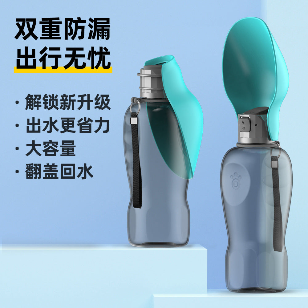 Portable Large Capacity Pet Water Bottle with Foldable Lid for Dogs