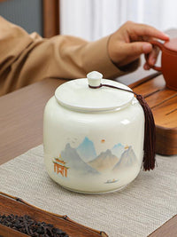 Ceramic Tea Storage Jar with Airtight Lid for Loose Leaf Tea