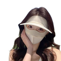Women's Summer Ice Silk Full Face Sun Protection Mask with Brim and UV Shield