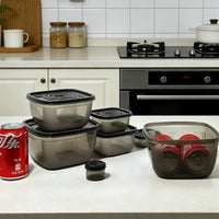 Food-Grade Stackable Plastic Food Storage Containers with Lids, 6-Piece Set for Refrigerator Organization