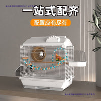 Large Wooden Bird Cage for Parakeets Cockatiels Peonies and Other Small Birds, Double-Layer Villa Design