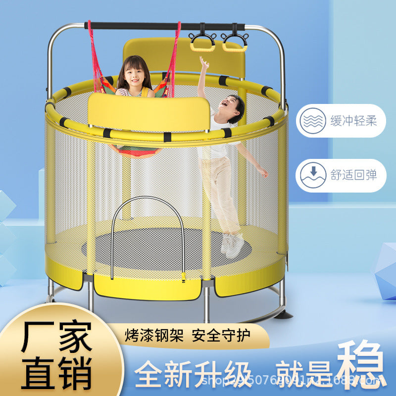 Indoor/Outdoor Fitness Trampoline with Handlebar & Pull-up Bar for Kids & Adults