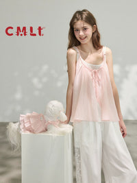 CMLTPET Maltese Teddy Dog Linen Lyocell Suspender Dress Pet Outfit