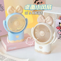 Bowknot USB Rechargeable Desktop Mini Fan Portable Handheld Quiet Personal Fan