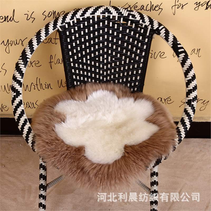 Sheepskin Round Plush Seat Cushion for Home and Office