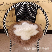 Sheepskin Round Plush Seat Cushion for Home and Office