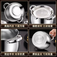 Stainless Steel Grease Container with Strainer and Lid, Large Capacity Oil Pot for Kitchen, Leak-proof and Heat-Resistant