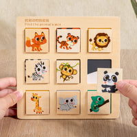 Kids Wooden Montessori Puzzle Board for Logic & Cognition - Fruit & Animal Matching Game