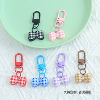 Dopamine Plaid Bowknot Keychain Pendant for Bags and Apparel