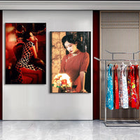 Vintage Shanghai Cheongsam Beauty Wall Art for Restaurant Bar Decor