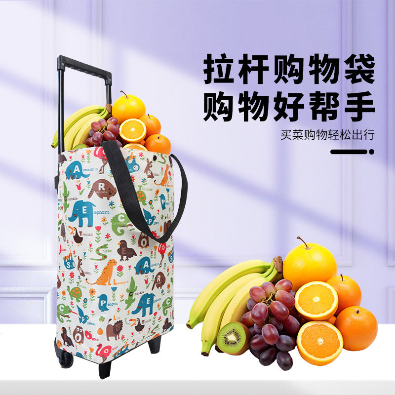 Foldable Rolling Shopping Bag with Wheels - Portable Grocery Cart Tote