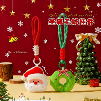 Christmas Santa Claus Plush Doll Keychain Bag Charm for Women and Girls