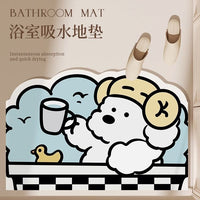 Cartoon Diatomaceous Earth Bath Mat Quick Dry Non-Slip Absorbent Floor Mat for Bathroom Entrance