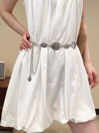 Bohemian Ethnic Woven Waist Chain Belt for Dresses with Beaded Accents