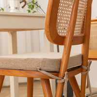 Non-Slip Cotton Linen Dining Chair Cushion with Ties, High-Density Sponge Seat Pad for Kids and Adults