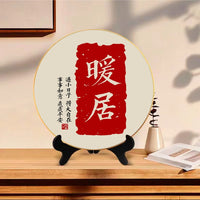 Round Desktop Decorative Painting with Gold Resin Frame