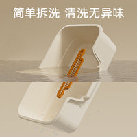 Extra Large Semi-Enclosed Cat Litter Box with High Sides and Splash Guard, Easy Clean Bathtub Style