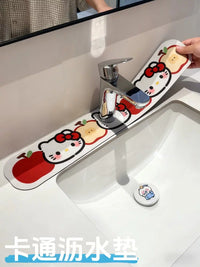 Cute Cartoon Faucet Absorbent Mat for Bathroom Sink Splash Guard Quick Dry Non-Slip Draining Pad