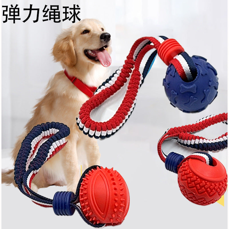 Pet Dog Chew Toy with Elastic Rope for Training and Teeth Cleaning - Bone or Tire Shape