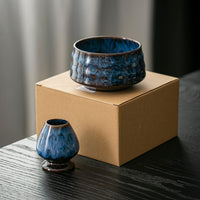 Japanese Ceramic Matcha Bowl Set with Whisk Stand and Spout