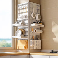 No-Drill Kitchen Pegboard Organizer Rack for Spices, Knives, Pot Lids, and Utensils