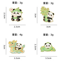 Dragon Boat Festival Panda Cartoon Metal Brooch Pin for Backpacks and Clothing