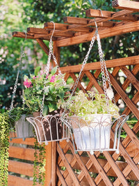 Wrought Iron European Vintage Petal Hanging Basket for Balcony Garden Courtyard Outdoor Hanging Flower Pot
