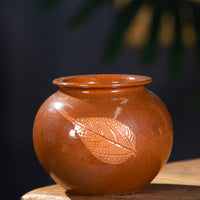 Ceramic Kiln Glazed Tabletop Vase for Hydroponics and Floral Arrangements, High-Temperature Fired Maple Leaf Retro Design