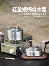 Outdoor Camping Cookware Set with Kettle and Frying Pan, Stainless Steel Portable Cooking Pot for Backpacking and Travel