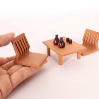 Miniature Japanese Tatami Table and Chair Set for Dollhouse OB11 Scale