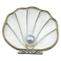 Korean Retro Enamel Pearl Shell Brooch Alloy Cartoon Marine Life Scallop Rhinestone Pin