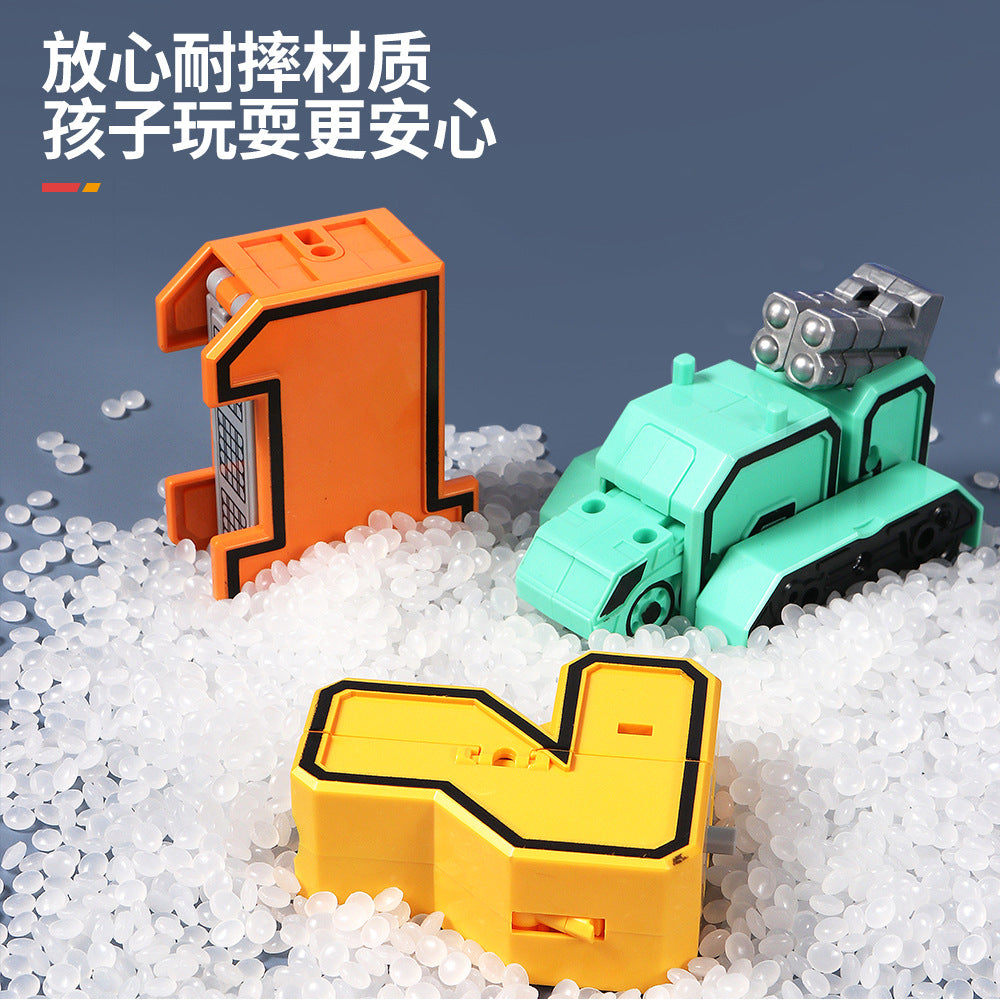 Kids' Number Transforming Robot Toy Set - Educational Action Figures for Boys & Girls