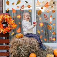 Autumn Maple Leaf Static Cling Window Decals for Thanksgiving Fall Decor