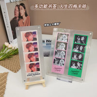 Magnetic Acrylic Photo Card Holder with Card Slot and Stand for 4-Cut Photos and Bookmarks