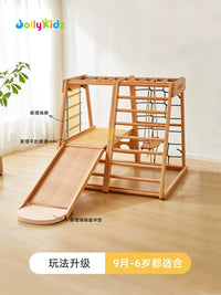 JollyKidz Beechwood Indoor Climbing Frame with Swing and Slide for Toddlers