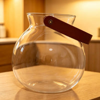 Leather Handle Glass Terrarium Vase for Hydroponics and Micro Landscape